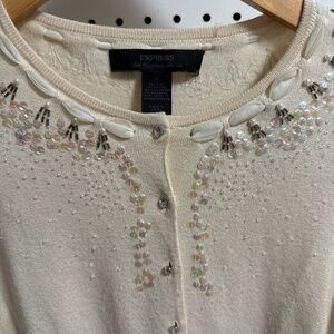 Silk cashmere embellished cardigan sweater